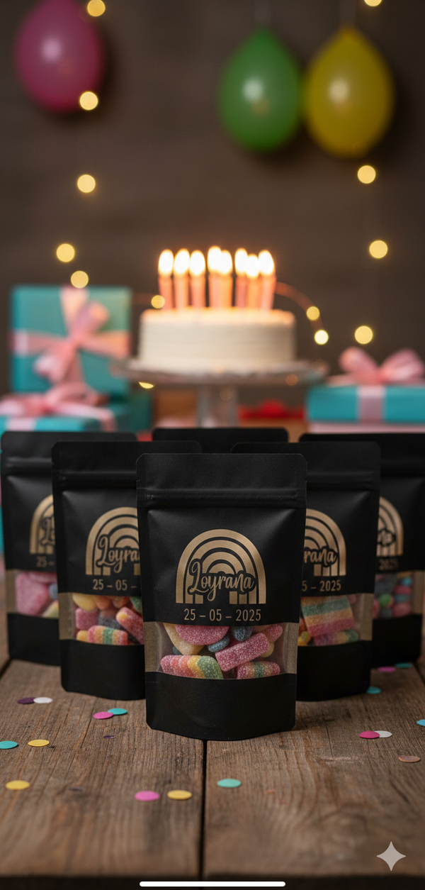 Personaliseerbare hersluitebare snoepzakjes - ideaal voor tracties