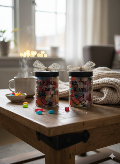 Gepersonaliseerde pot snoep met deksel